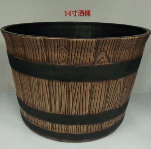 卉吉-仿木花盆  14寸酒桶