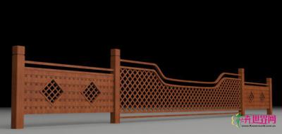 风格各异的木纹铝合金栏杆和一桶一链花箱组合